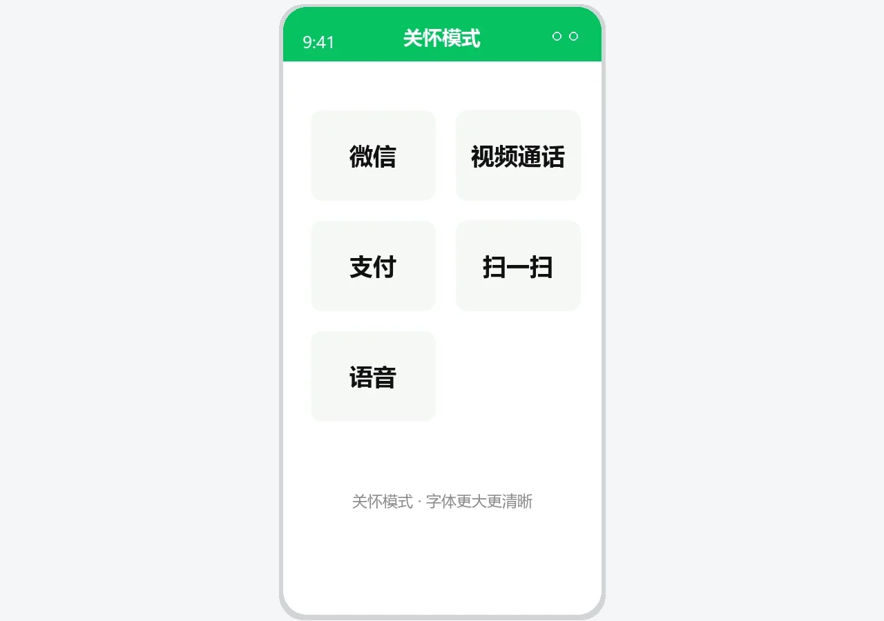 微信关怀模式大字体示意图